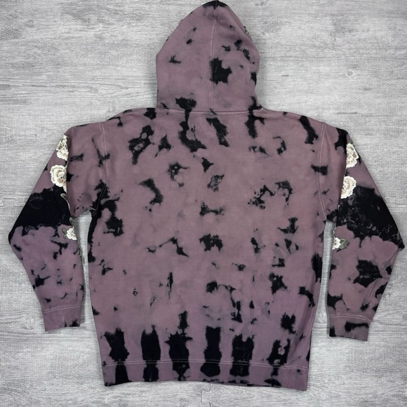 Civil Regime Floral Embroidered Purple and Black Tie-Dye Hoodie - Size M - Picture 5 of 5